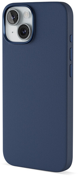 EPICO kožený zadní kryt Mag+ pro iPhone 15, modrá_1107642000