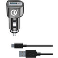 CellularLine nabíjecí set USB autonabíječky a USB-C kabelu Qualcomm® Quick Charge™ 3.0, 18W, černá