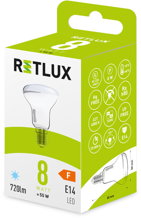 Retlux žárovka RLL 453, LED R50, E14, 8W, denní bílá_1647332351
