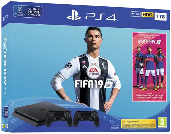 PlayStation 4 Slim, 1TB, černá + FIFA 19 + DualShock 4 v2, černý_164077122