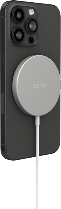 EPICO bezdrátová hliníková nabíječka s podporou uchycení MagSafe, stříbrná_65246018