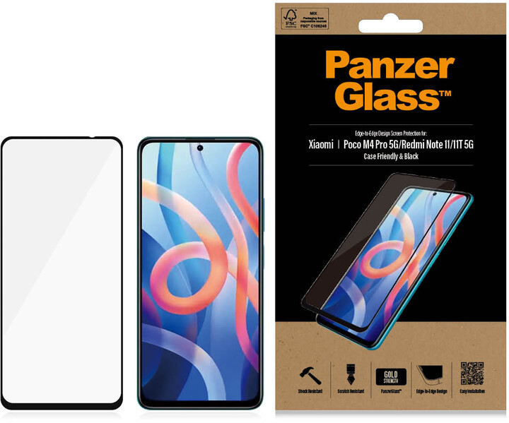PanzerGlass ochranné sklo Edge-to-Edge pro Xiaomi Redmi Note 11/11T 5G / Poco M4 Pro 5G, černá_586493569