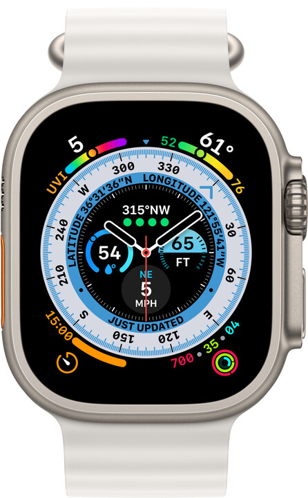 Apple Watch Ultra, 49mm, Cellular, Titanium, White Ocean Band_1243264889