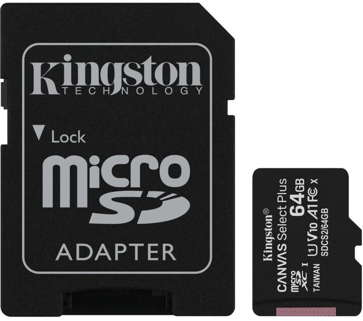 Kingston Micro SDXC Canvas Select Plus 100R 64GB 100MB/s UHS-I + adaptér_2107188982