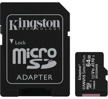 Kingston Micro SDXC Canvas Select Plus 100R 64GB 100MB/s UHS-I + adaptér Poukaz 200 Kč na nákup na Mall.cz