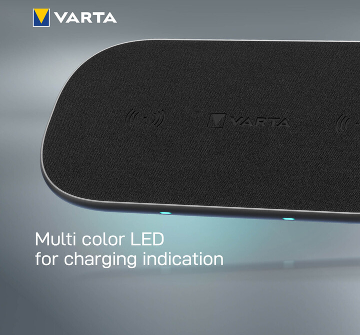 VARTA bezdrátová nabíječka Wireless Charger Multi, 10W + 10W, černá_2008683991