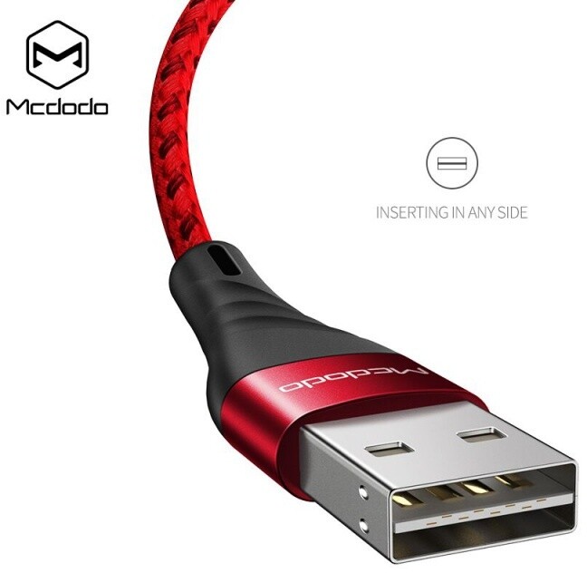 Mcdodo Peacock Lightning datový kabel s LED 1.2m, červená