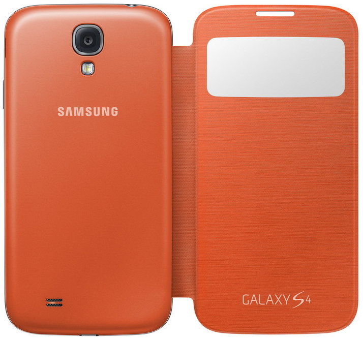Samsung flipové pouzdro S-view EF-CI950BO pro Galaxy S4, oranžová_46353039