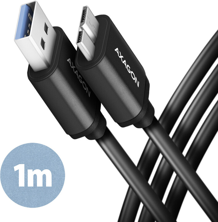 AXAGON kabel USB-A - micro USB 3.2 Gen 1 SPEED, 3A, 1m, černá_1495848054
