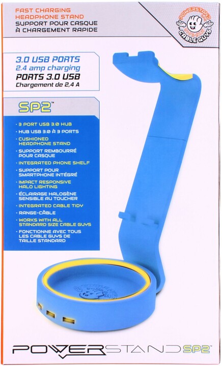 Cable Guy Powerstand SP2 nabíjecí stojan, 3x USB, modrý_375347968