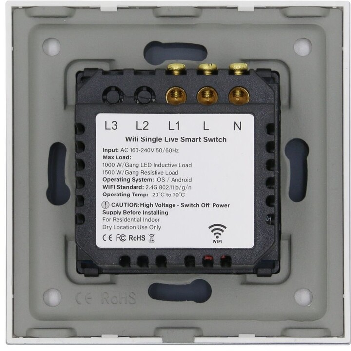 iQtech SmartLife chytrý vypínač 1x NoN, WiFI, Bílá_1390568076