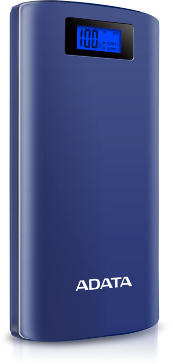 ADATA powerbanka P20000D, 20000mAh, LED svítidlo, modrá