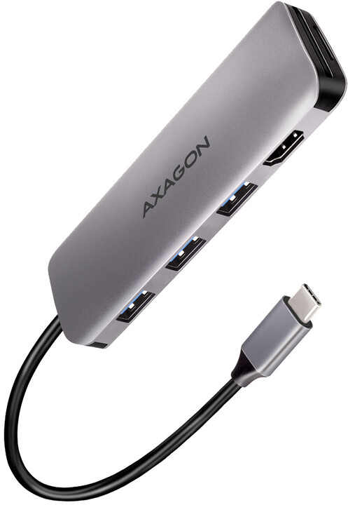 AXAGON multifunkční HUB 6v1 USB 3.2 Gen 1, 3x USB-A, HDMI, SD/microSD, PD 100W, kabel USB-C 20cm_2087753231