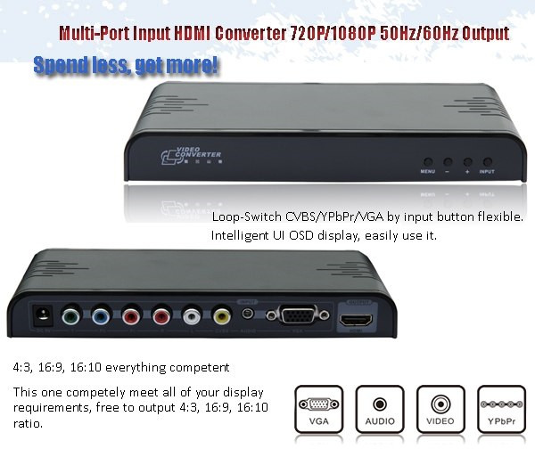 PremiumCord konvertor, komponent a kompozit video,VGA a audio na HDMI_1076269387