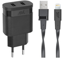 RivaCase RIVAPOWER 4125 BD2 síťová nabíječka 3,4 A/ 2 USB + MFI Apple Lightning kabel, černá_1635320305