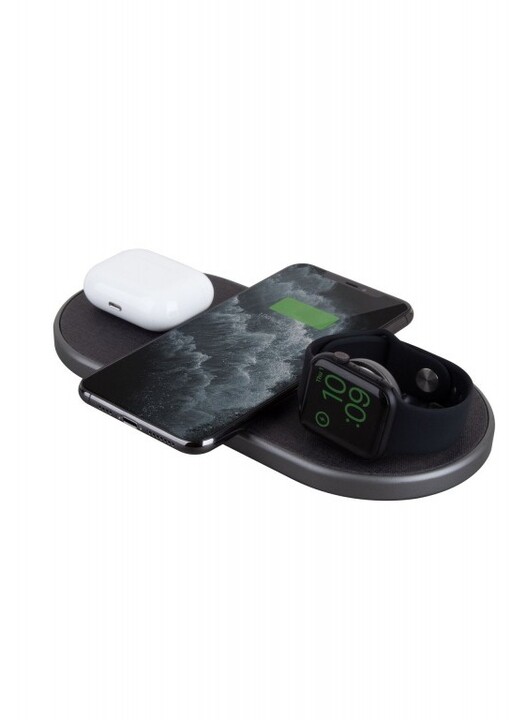 UNIQ bezdrátová nabíječka Aereo Plus, 3 in 1, pro mobilní telefon, Apple Watch a AirPods, šedá_206218513