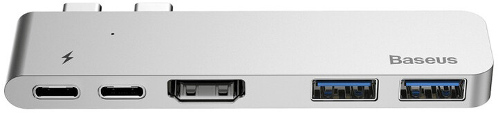 Baseus Thunderbolt C + Dual Type-C to USB 3.0 / HD4K / Type-C HUB Converter Deep, tmavě šedá