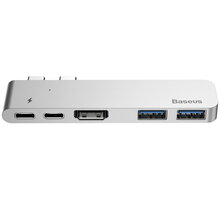 Baseus Thunderbolt C + Dual Type-C to USB 3.0 / HD4K / Type-C HUB Converter Deep, tmavě šedá_2055490046