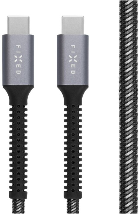 FIXED odolný nabíjecí a datový kabel Armor USB-C - USB-C, 1.2m, USB 2.0, PD 240W, šedá_1318123695