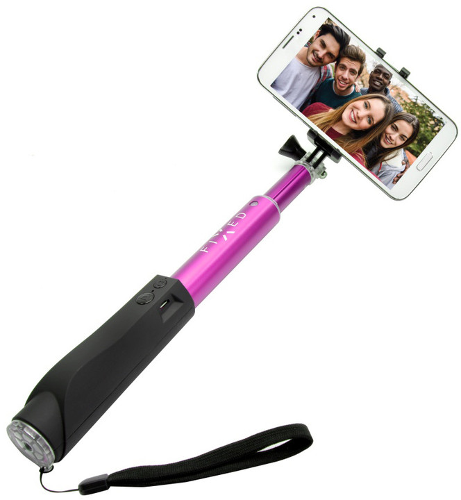 FIXED Bluetooth selfie stick s tlačítkem, růžová_1637997007