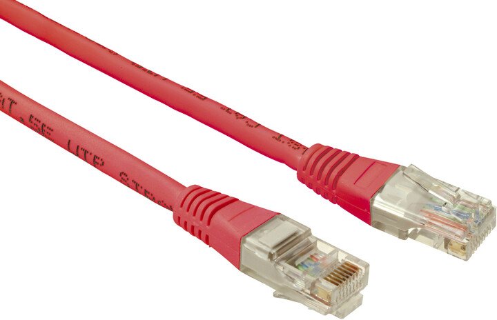Solarix Patch kabel CAT5E UTP PVC 0,5m červený non-snag-proof_65303044