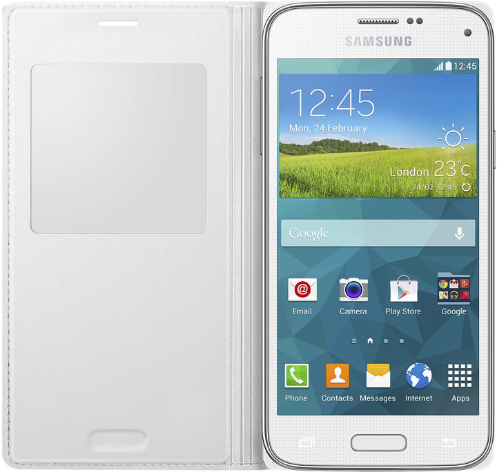 Samsung flipové pouzdro s oknem EF-CG800B pro Galaxy S5 mini, bílá_1997896912