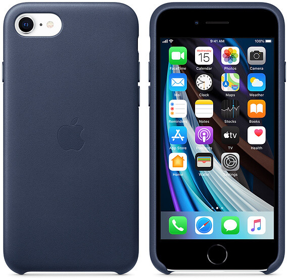 Apple kožený kryt na iPhone SE (2020), půlnočně modrá