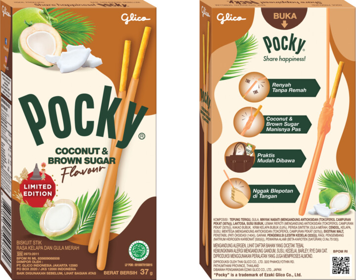 GLICO POCKY Coconut & Brown Sugar, kokos, 37g