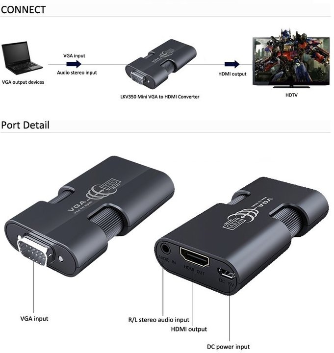 PremiumCord VGA+audio elektronický konvertor na rozhraní HDMI_186167291