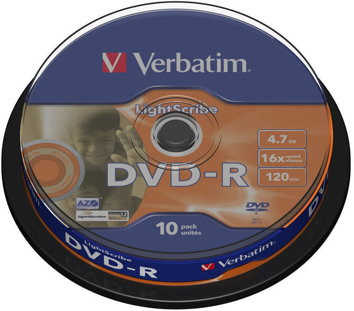 Verbatim DVD-R 4,7GB 16x, LightScribe, AZO+, 10ks, spindle_293604688