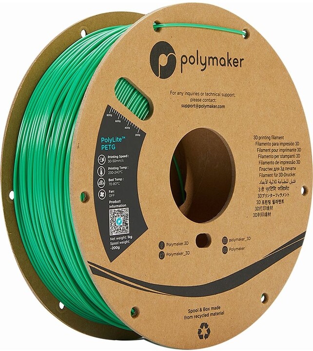 Polymaker tisková struna (filament), PolyLite PETG, 1,75mm, 1kg, zelená_1098505454