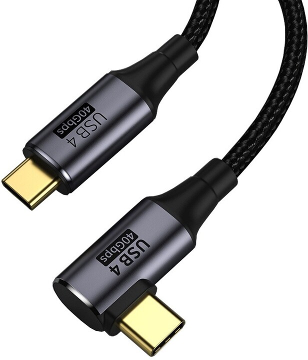 PremiumCord zahnutý kabel USB4™ Gen 3x2 40Gbps 8K@60Hz 240W Thunderbolt 3, 1,2m_2035520727