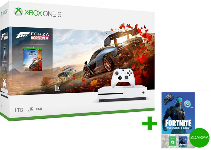 XBOX ONE S, 1TB, bílá + Forza Horizon 4 + Fortnite The Cobalt Pack_753949001