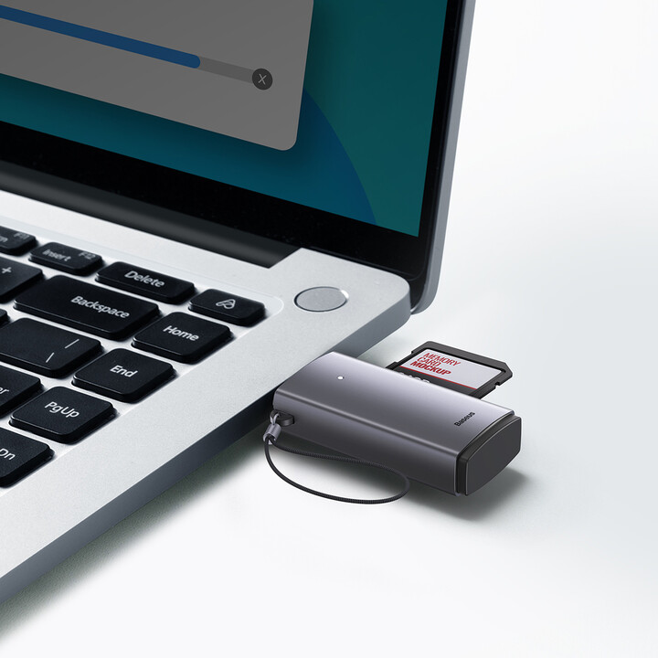 Baseus čtečka paměťových karet Lite Series USB-A/SD, microSD, šedá_1248810211