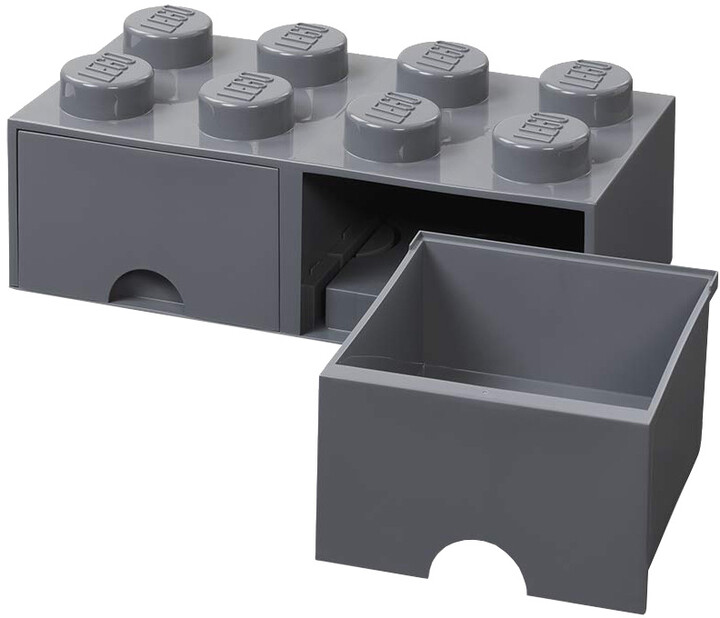 Úložný box LEGO, 2 šuplíky, velký (8), tmavě šedá_733675289