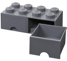 Úložný box LEGO, 2 šuplíky, velký (8), tmavě šedá_733675289
