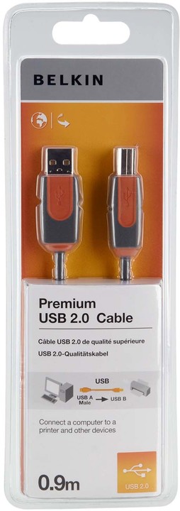 Belkin USB 2.0 kabel A-B, řada premium, 0.9 m_1315008123