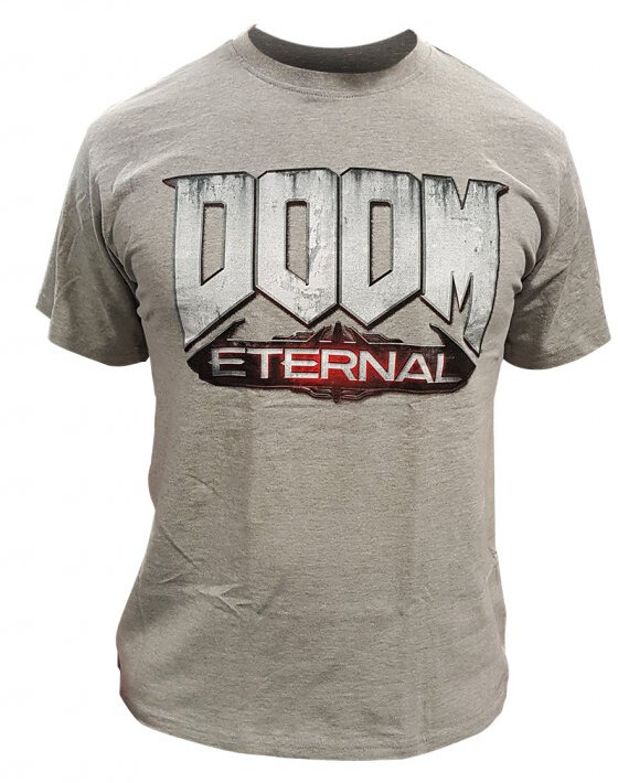 Tričko Doom: Eternal - Logo, světle šedé (L)_263708999