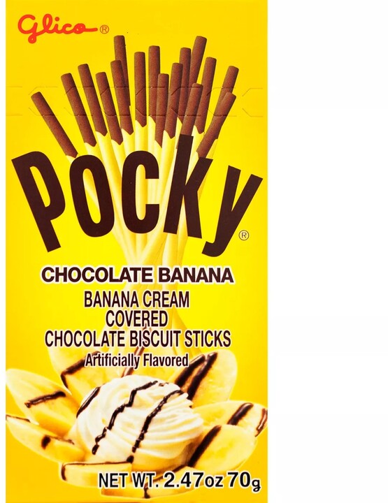 GLICO POCKY Choco Banana, banánová/čokoládová poleva, 42g