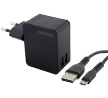 Avacom HomeNOW síťová nabíječka 3,4A se dvěma výstupy (micro USB kabel), černá_909212080