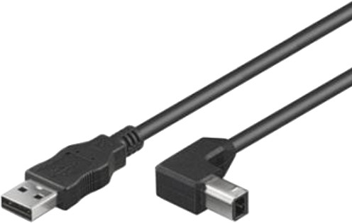 PremiumCord kabel USB 2.0, A-B, 3m se zahnutým USB-B konektorem 90°