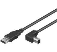 PremiumCord kabel USB 2.0, A-B, 3m se zahnutým USB-B konektorem 90° ku2ab3-90