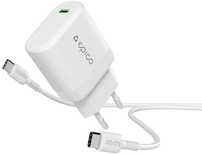 EPICO Resolve síťová nabíječka GaN, USB-C, 30W, bílá + USB-C kabel, 1.2m_1161308245