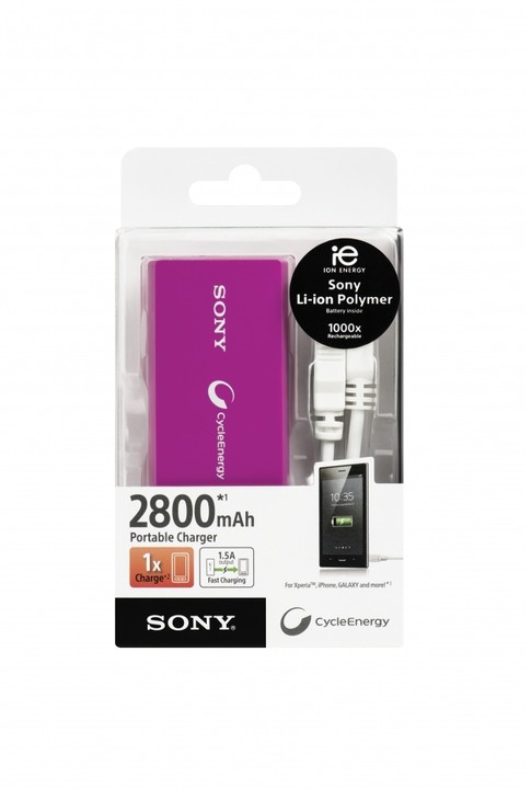 Sony CP-V3V přenosný zdroj USB, fialová, 3000mAh_365267205