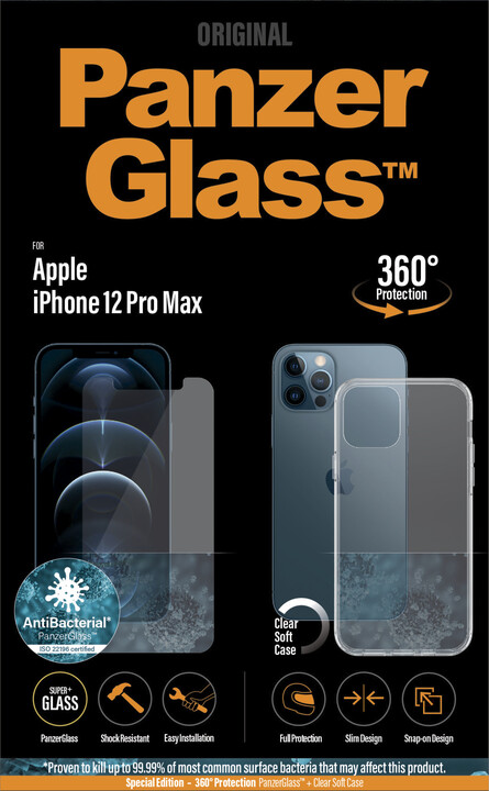 PanzerGlass Bundle ochranné sklo Standard pro iPhone 12 Pro Max + TPU zadní kryt_651097763