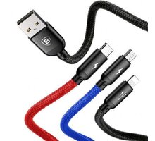 Baseus datový kabel 3v1, USB-A - microUSB/Lightning/USB-C, 1.2m_1248872102