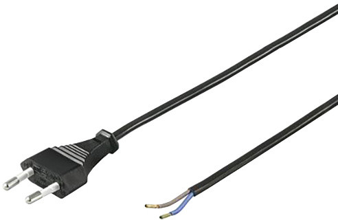 PremiumCord Flexo kabel síťový dvoužilový 230V s vidlicí 2m, černá