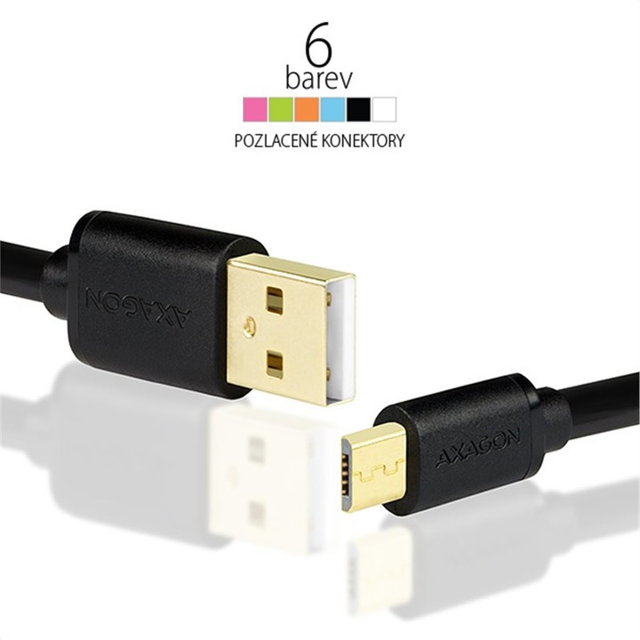 AXAGON BUMM-AM15QB, HQ Kabel Micro USB - USB A, datový a nabíjecí 2A, černý, 1.5 m_459409470