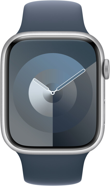 Apple Watch Series 9, 45mm, Silver, Storm Blue Sport Band - M/L_438669503