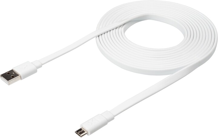 Xtorm kabel USB - micro USB, plochý, M/M, 3m, bílá_1283274937